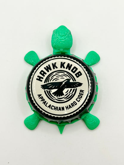 Hawk Knob Appalachian Hard Cider - Bottle Cap Magnet Turtle Shell Shocked Art