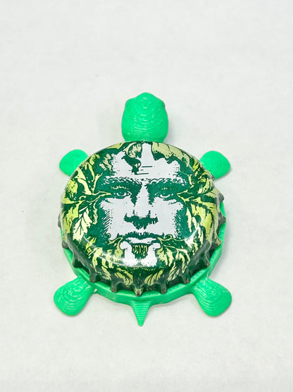 Green Man Brewing - Bottle Cap Magnet Turtle Shell Shocked Art
