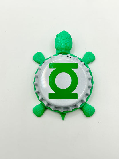 Green Lantern - Bottle Cap Magnet Turtle Shell Shocked Art