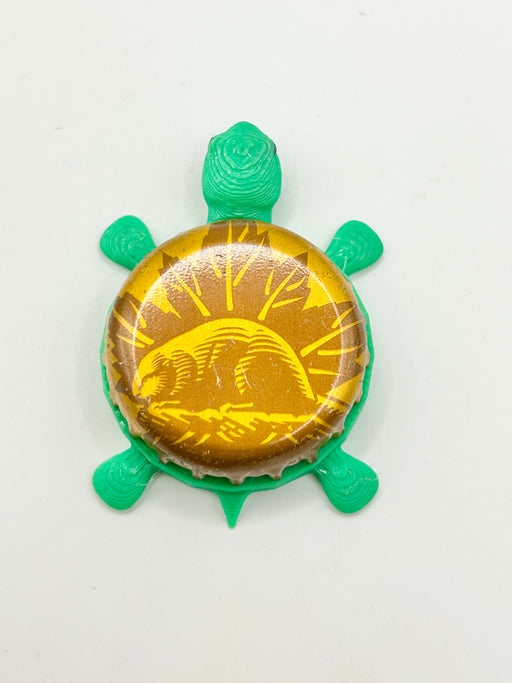 Woodchuck (Gold Beaver) - Bottle Cap Magnet Turtle Shell Shocked Art