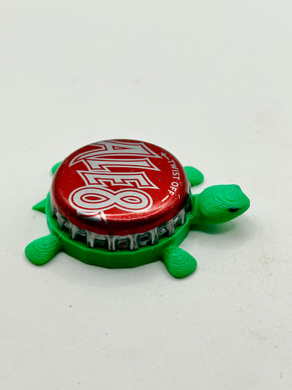 Ale8 (Red) - Bottle Cap Magnet Turtle Shell Shocked Art