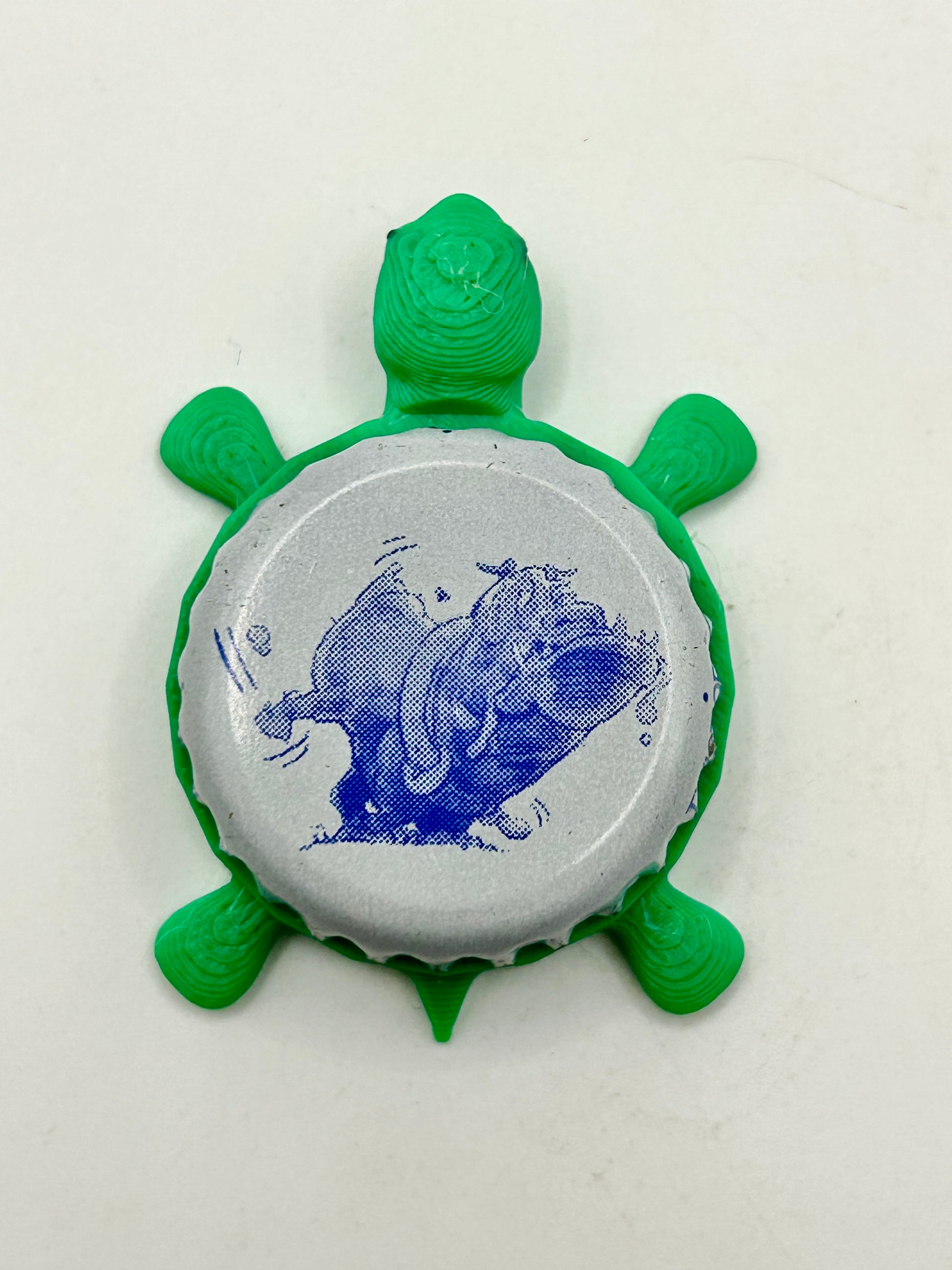 Blue Dawg Brewing - Bottle Cap Magnet Turtle Shell Shocked Art