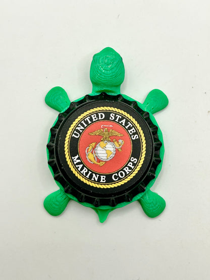 United States Marine Corps - Bottle Cap Magnet Turtle Shell Shocked Art