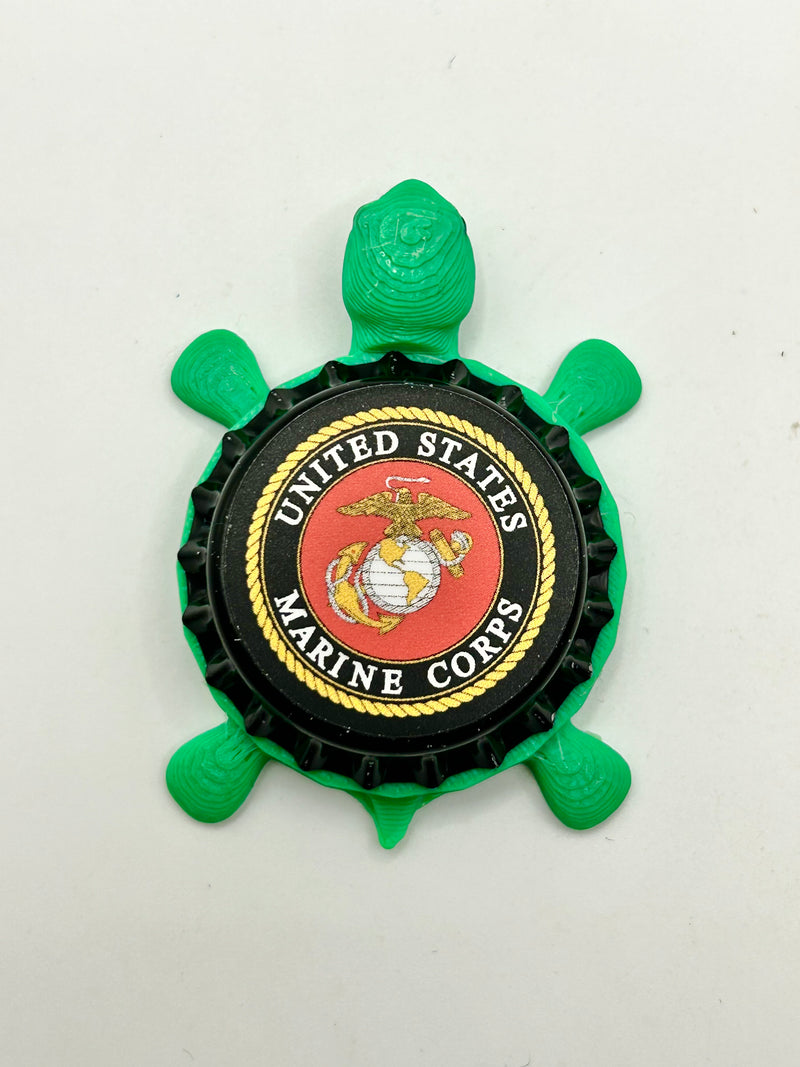 United States Marine Corps - Bottle Cap Magnet Turtle Shell Shocked Art
