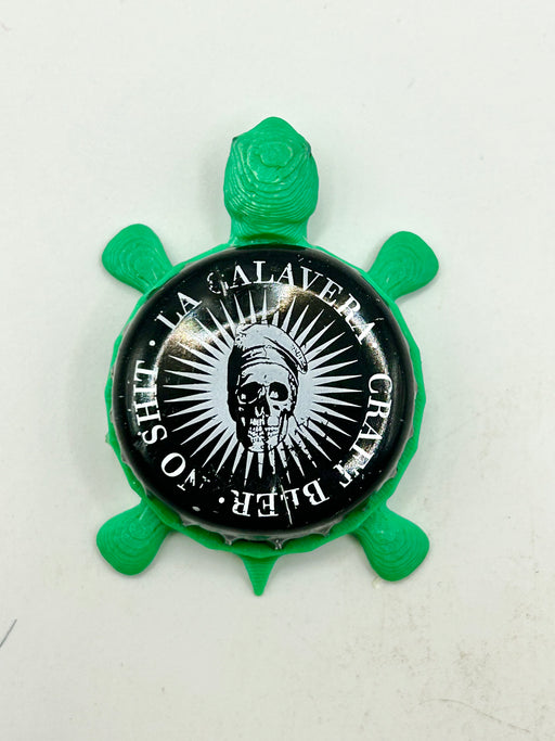 La Calavera Brewing (White) - Bottle Cap Magnet Turtle (Copy) Shell Shocked Art