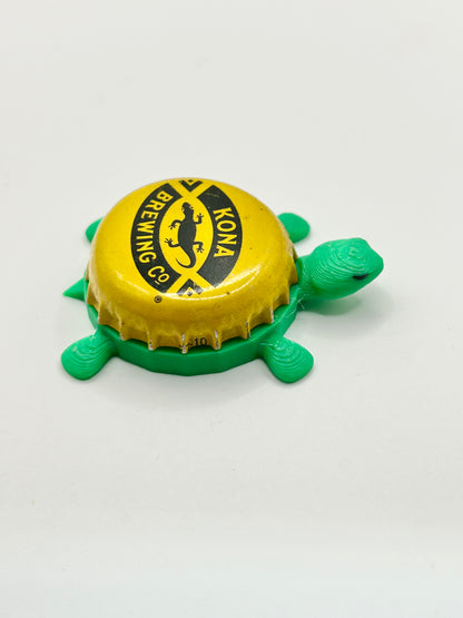 Kona Brewing (Yellow and Black) - Bottle Cap Magnet Turtle Shell Shocked Art