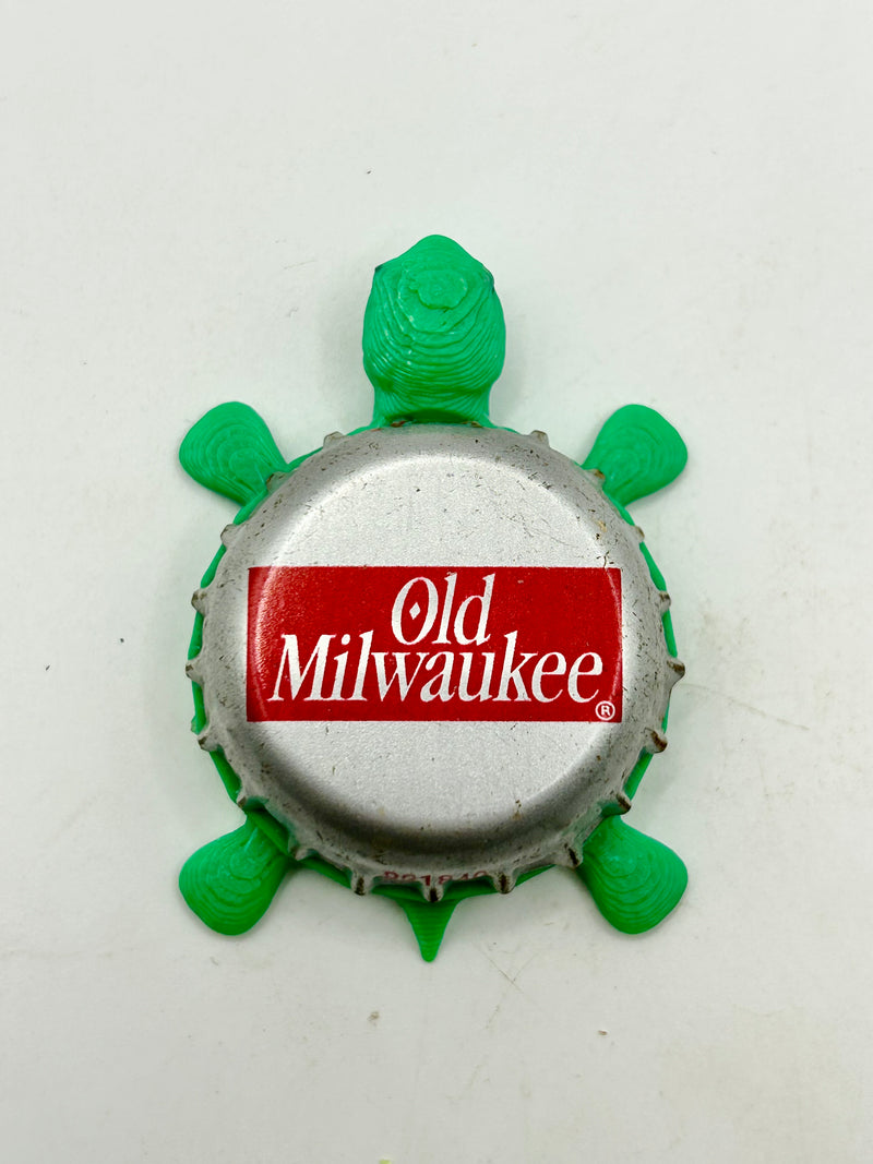 Old Milwaukee Beer (Red & Silver) - Bottle Cap Magnet Turtle Shell Shocked Art