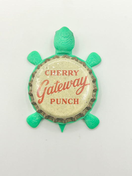 Gateway Cherry Punch Soda (Vintage) - Bottle Cap Magnet Turtle