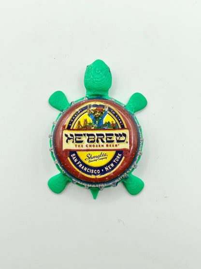 Shmaltz Hebrew Beer - Bottle Cap Magnet Turtle Shell Shocked Art