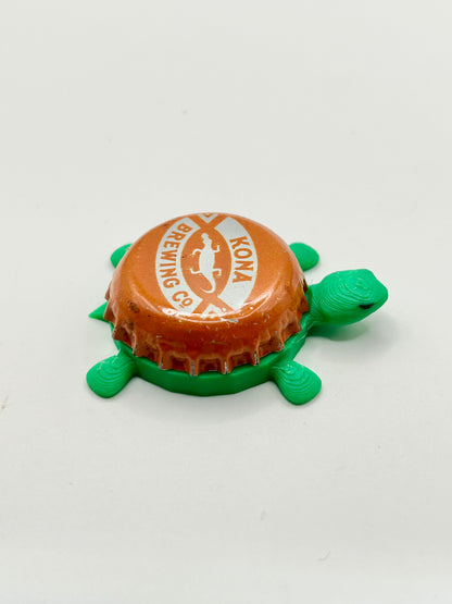 Kona Brewing (Orange) - Bottle Cap Magnet Turtle Shell Shocked Art