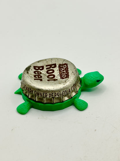 Patio Root Beer - Bottle Cap Magnet Turtle Shell Shocked Art