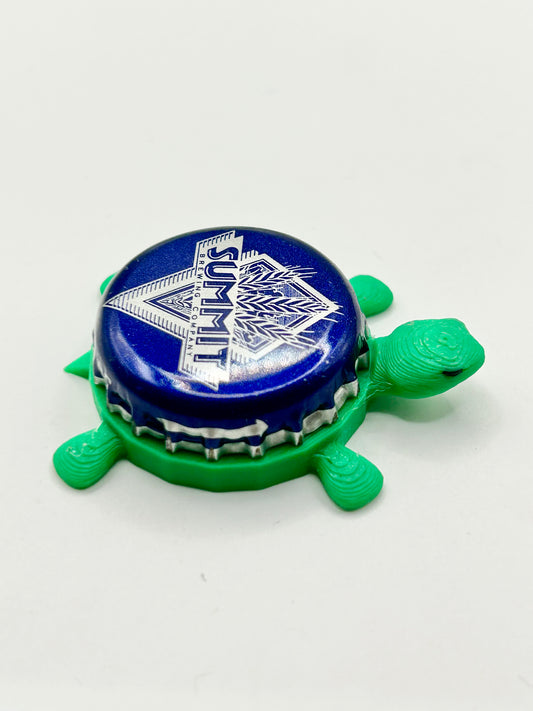 Summit Brewing (Blue) - Bottle Cap Magnet Turtle