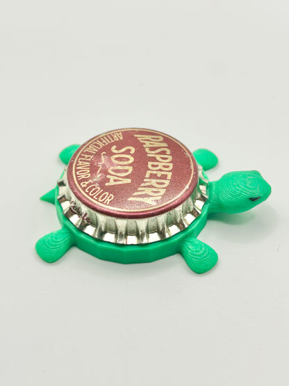 Raspberry Soda (Dark Background) - Bottle Cap Magnet Turtle Shell Shocked Art