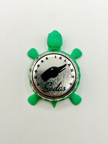 Goose Island Sodas - Bottle Cap Magnet Turtle Shell Shocked Art