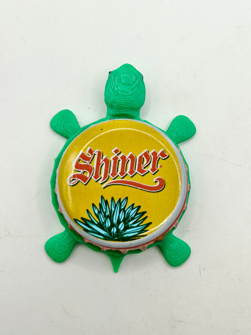 Shiner Orale Mexican Cerveza Beer - Bottle Cap Magnet Turtle Shell Shocked Art