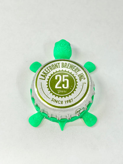Lakefront Brewery (25 Year Anniversary) - Bottle Cap Magnet Turtle Shell Shocked Art