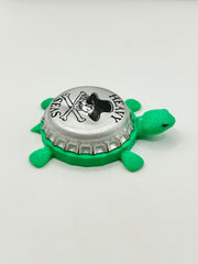 Heavy Seas (Silver, Black Hat) - Bottle Cap Magnet Turtle Shell Shocked Art