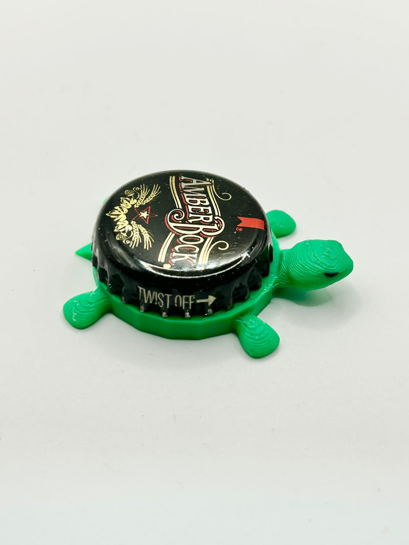 Michelob Amber Bock - Bottle Cap Magnet Turtle Shell Shocked Art