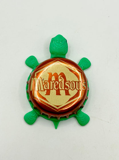 Maredsous Beer (Dark Orange) - Bottle Cap Magnet Turtle Shell Shocked Art
