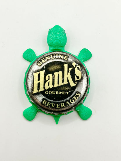 Hank’s Gourmet Beverages - Bottle Cap Magnet Turtle Shell Shocked Art