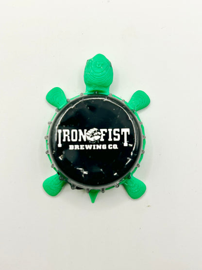 Ironfist Brewing - Bottle Cap Magnet Turtle Shell Shocked Art