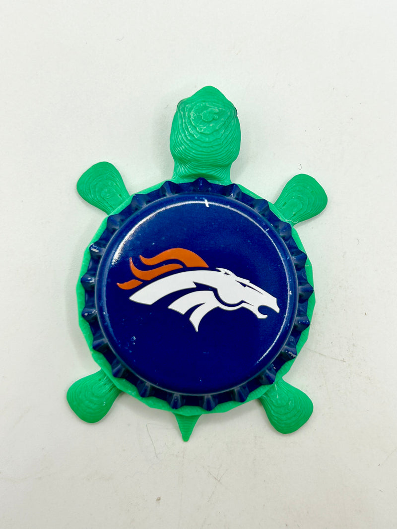Denver Broncos - Bottle Cap Magnet Turtle Shell Shocked Art