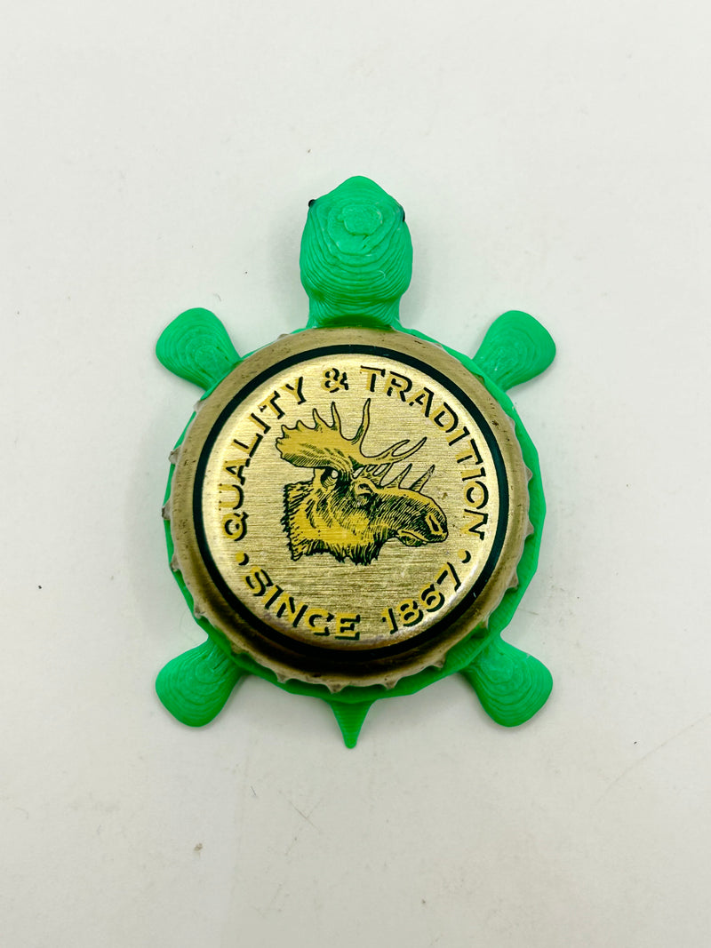 Moosehead Beer (Since 1867) - Bottle Cap Magnet Turtle Shell Shocked Art