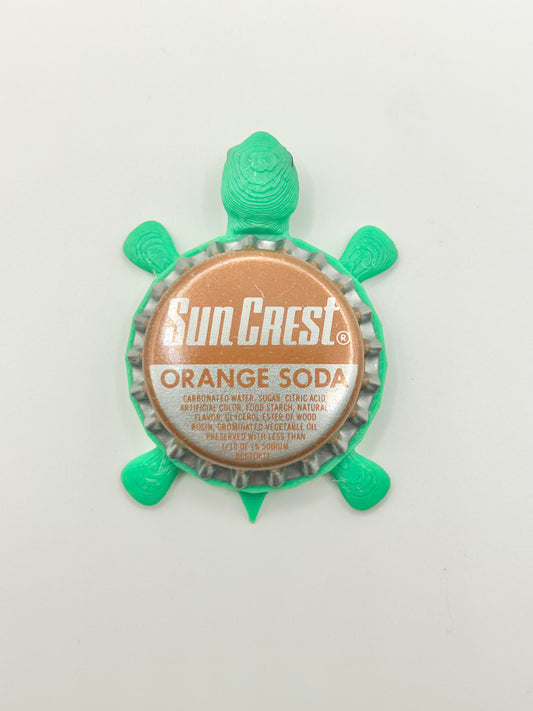 Sun Crest Orange Soda (Vintage) - Bottle Cap Magnet Turtle