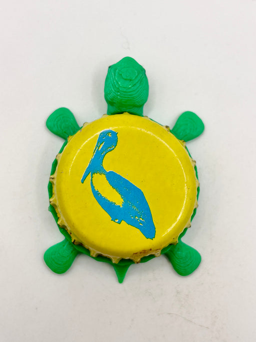 Islamorada (Pelican) - Bottle Cap Magnet Turtle Shell Shocked Art