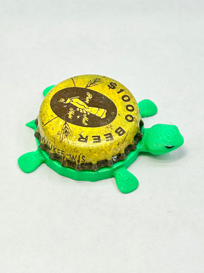Gettelman $1000 Beer (Vintage) - Bottle Cap Magnet Turtle Shell Shocked Art