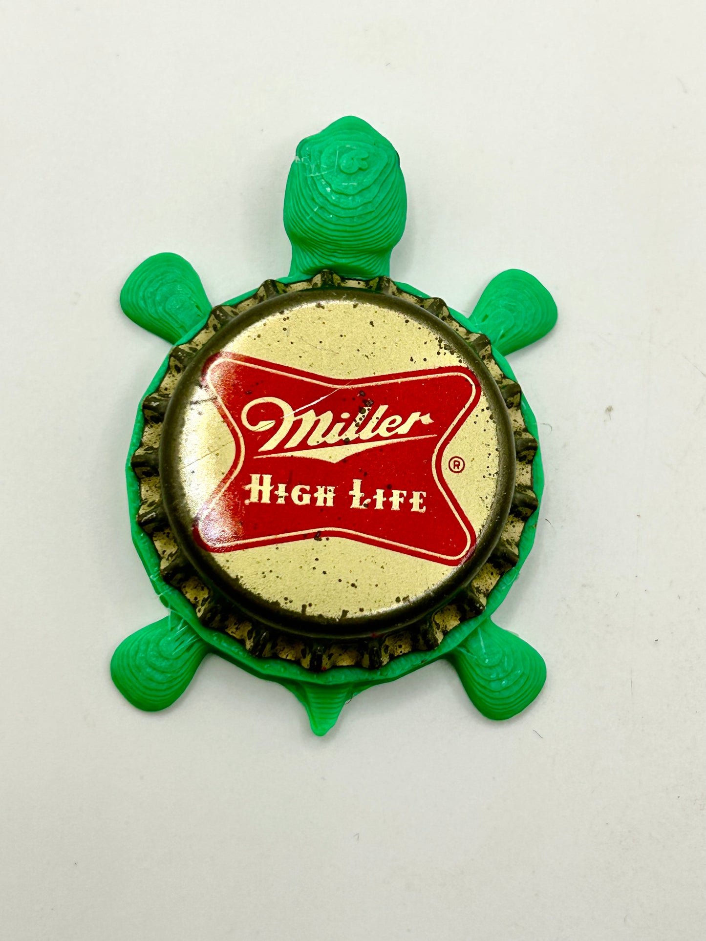 Miller High Life (Vintage) - Bottle Cap Magnet Turtle Shell Shocked Art