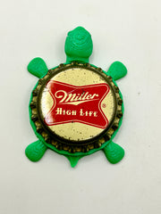 Miller High Life (Vintage) - Bottle Cap Magnet Turtle Shell Shocked Art