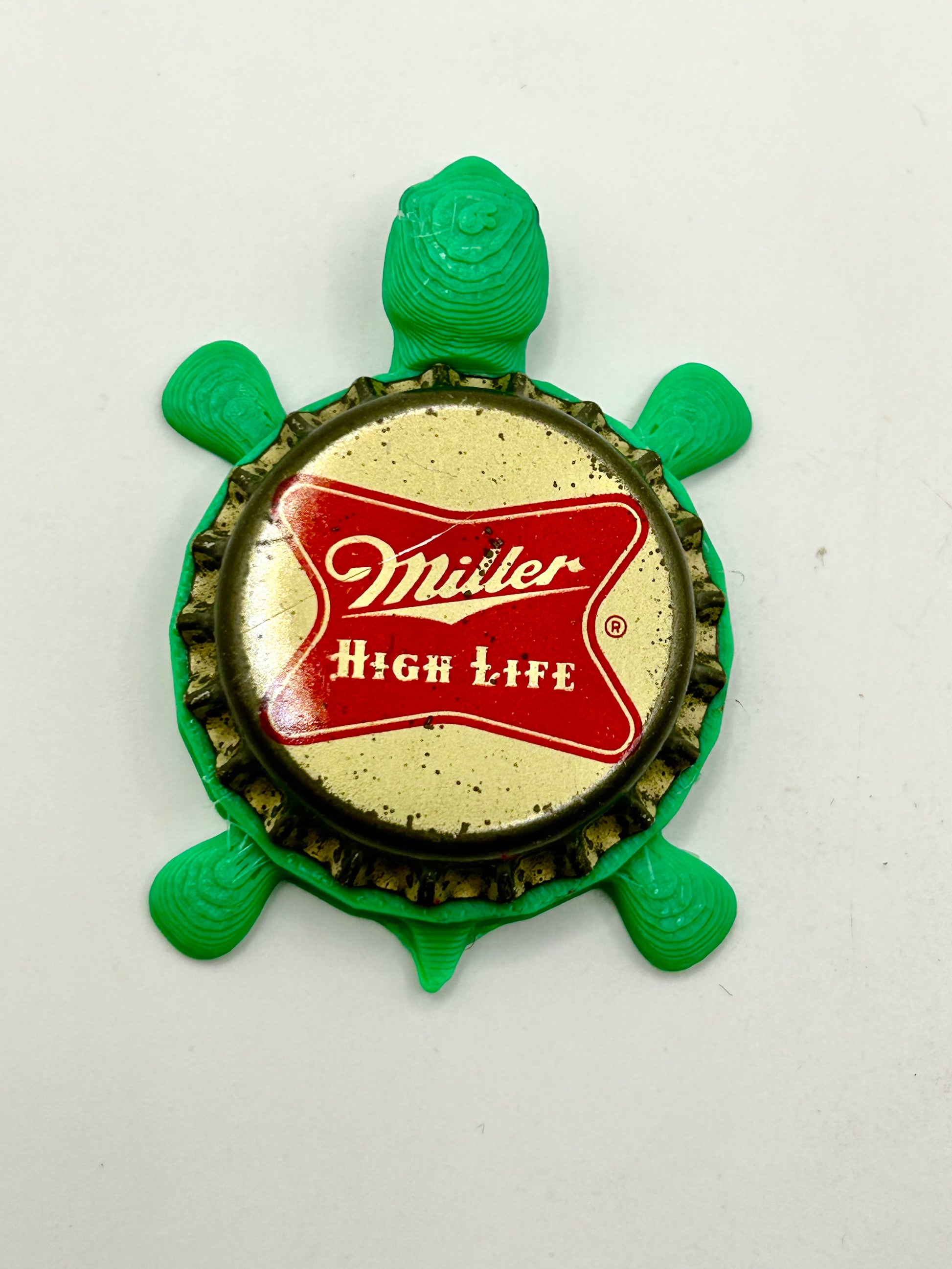 Miller High Life (Vintage) - Bottle Cap Magnet Turtle Shell Shocked Art