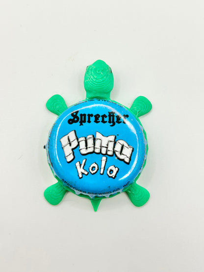 Sprecher Puma Kola (White Text) - Bottle Cap Magnet Turtle Shell Shocked Art