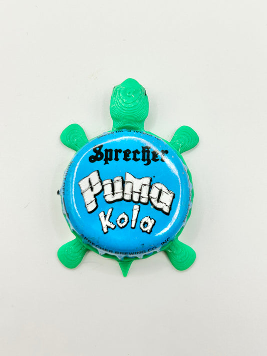 Sprecher Puma Kola (White Text) - Bottle Cap Magnet Turtle