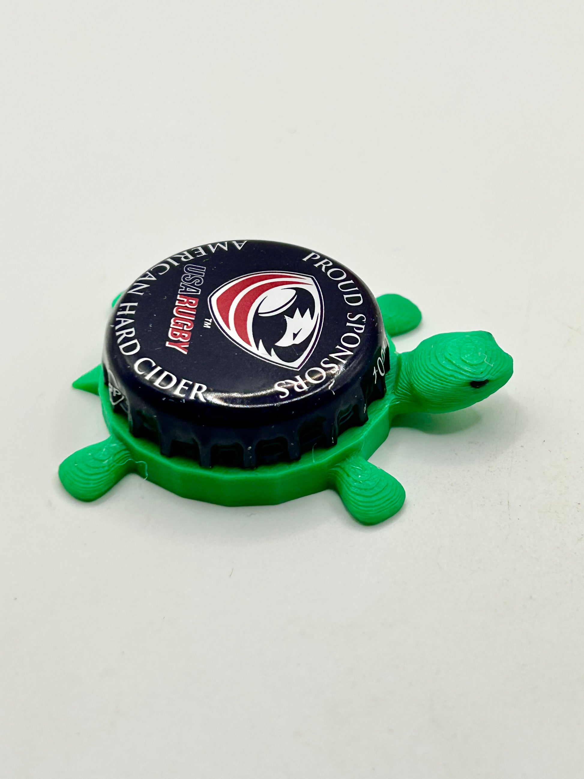 American Hard Cider (USA Rugby) - Bottle Cap Magnet Turtle Shell Shocked Art