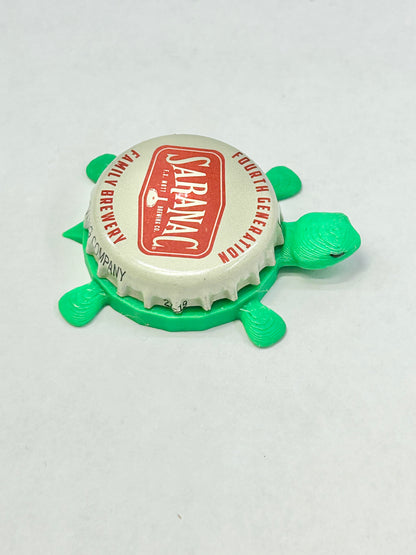 Saranac (Red) - Bottle Cap Magnet Turtle Shell Shocked Art