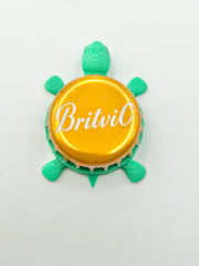 Britvic (Orange) - Bottle Cap Magnet Turtle Shell Shocked Art