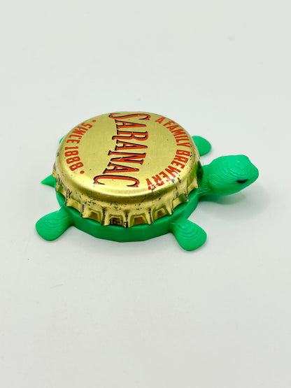 Saranac (A Family Brewery) - Bottle Cap Magnet Turtle Shell Shocked Art