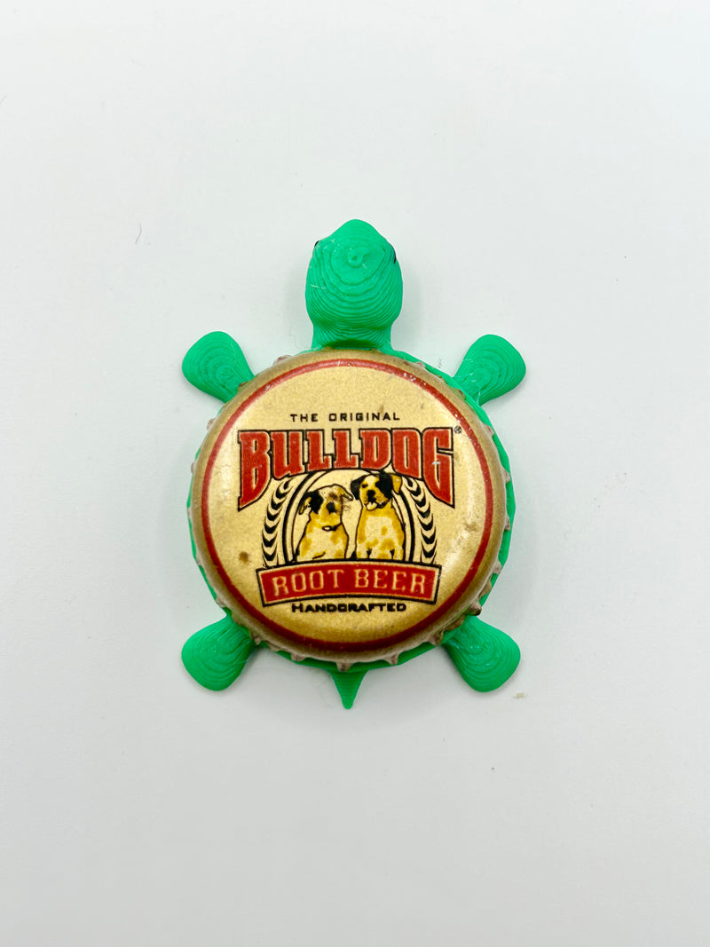 Bulldog Root Beer - Bottle Cap Magnet Turtle Shell Shocked Art