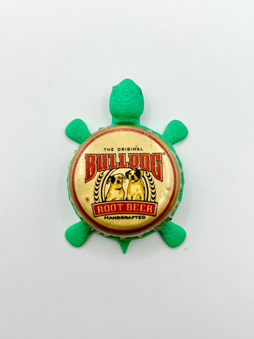 Bulldog Root Beer - Bottle Cap Magnet Turtle Shell Shocked Art