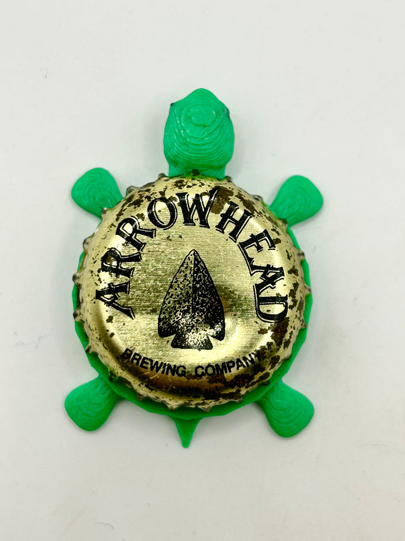 Arrowhead Brewing (Vintage)- Bottle Cap Magnet Turtle Shell Shocked Art