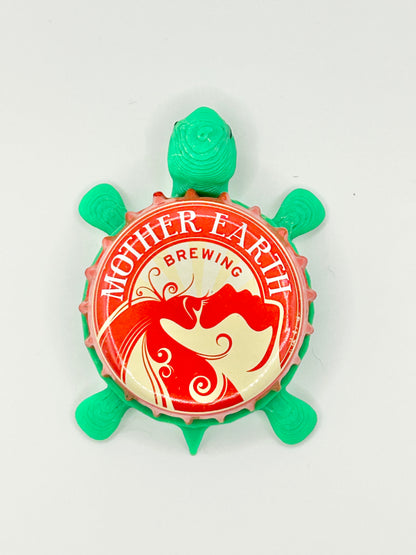 Mother Earth Brewing - Bottle Cap Magnet Turtle Shell Shocked Art