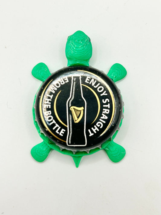 Guinness Bottle (Black and Gold) - Bottle Cap Magnet Turtle