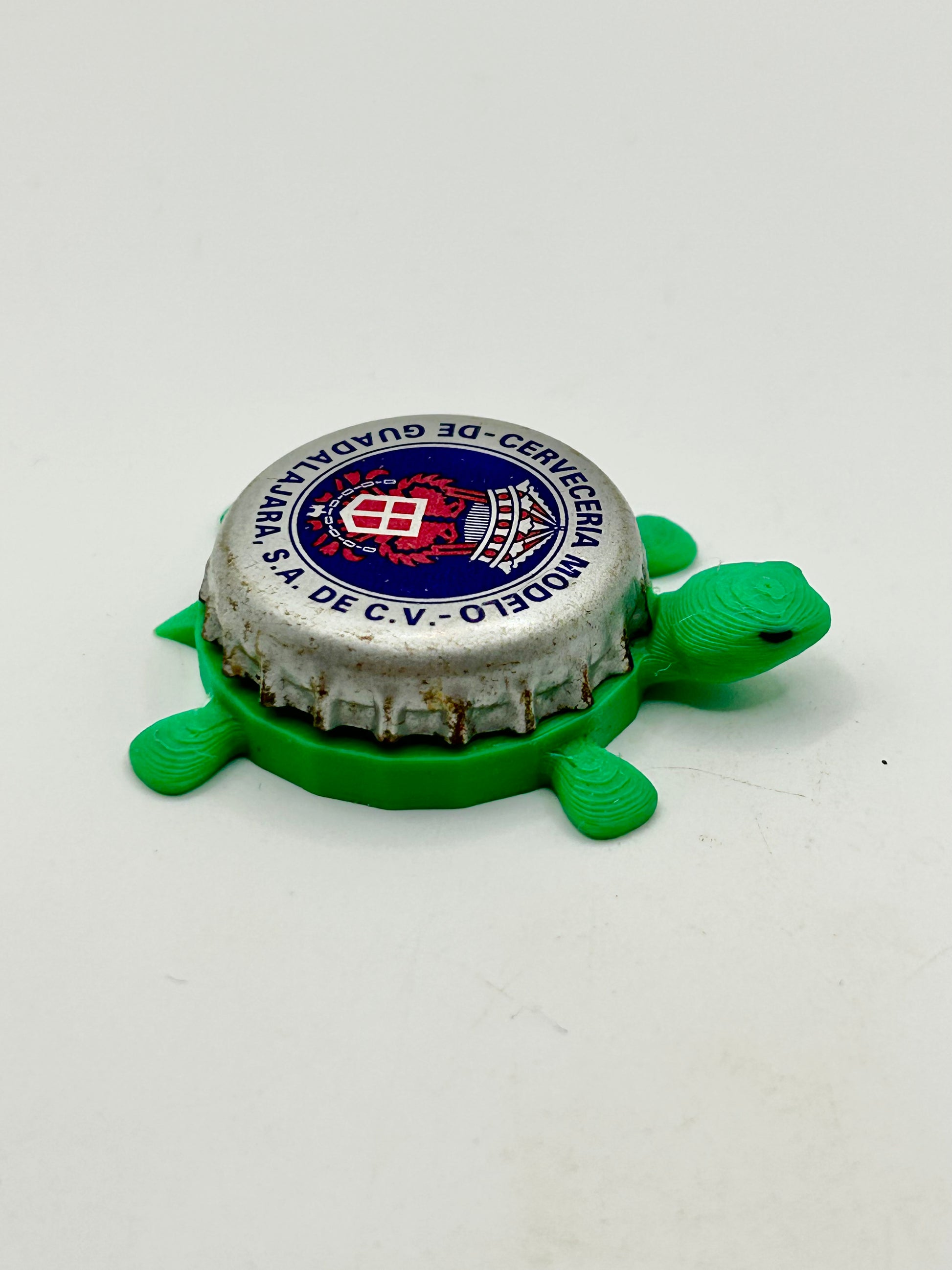 Modelo Cerveceria (Silver) - Bottle Cap Magnet Turtle Shell Shocked Art