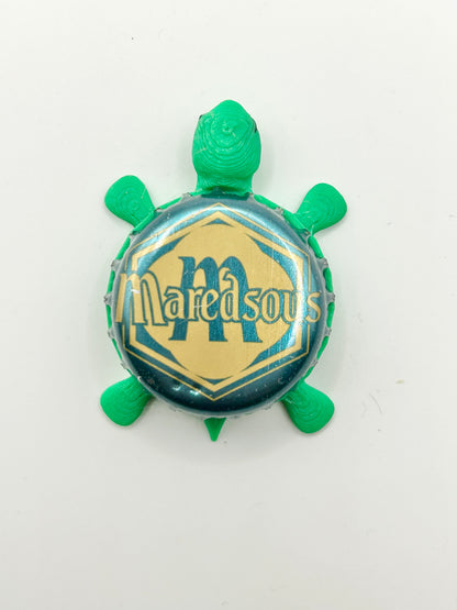 Maredsous Beer - Bottle Cap Magnet Turtle Shell Shocked Art