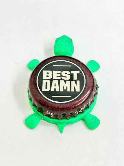 Best Damn Root Beer - Bottle Cap Magnet Turtle Shell Shocked Art