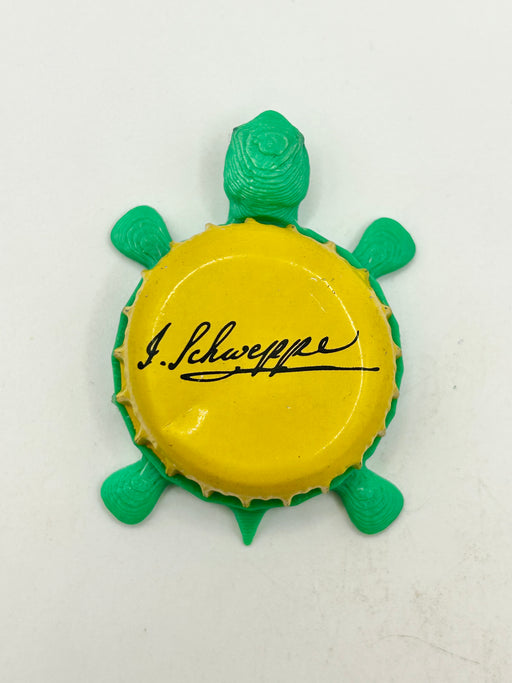 Schweppe’s (Yellow, Black Text) - Bottle Cap Magnet Turtle Shell Shocked Art
