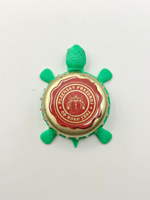 Plzensky Prazdroj - Bottle Cap Magnet Turtle Shell Shocked Art
