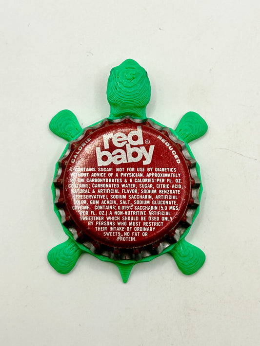 Red Baby Soda - Bottle Cap Magnet Turtle Shell Shocked Art